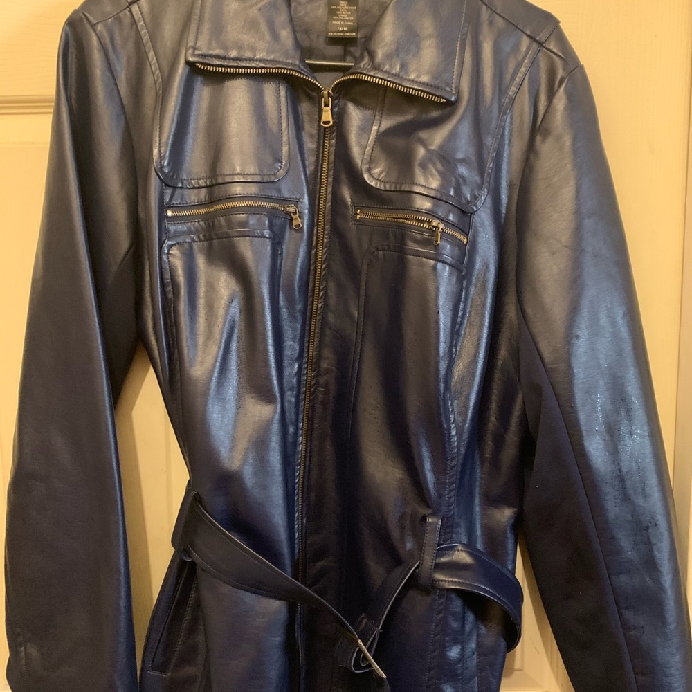 Blue Zip up belted jacket